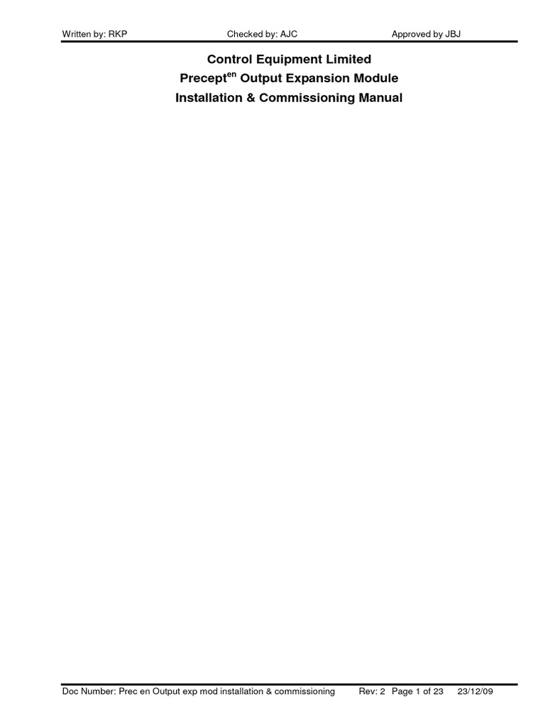 Control Equipment Limited Precept Output Expansion Module Installation