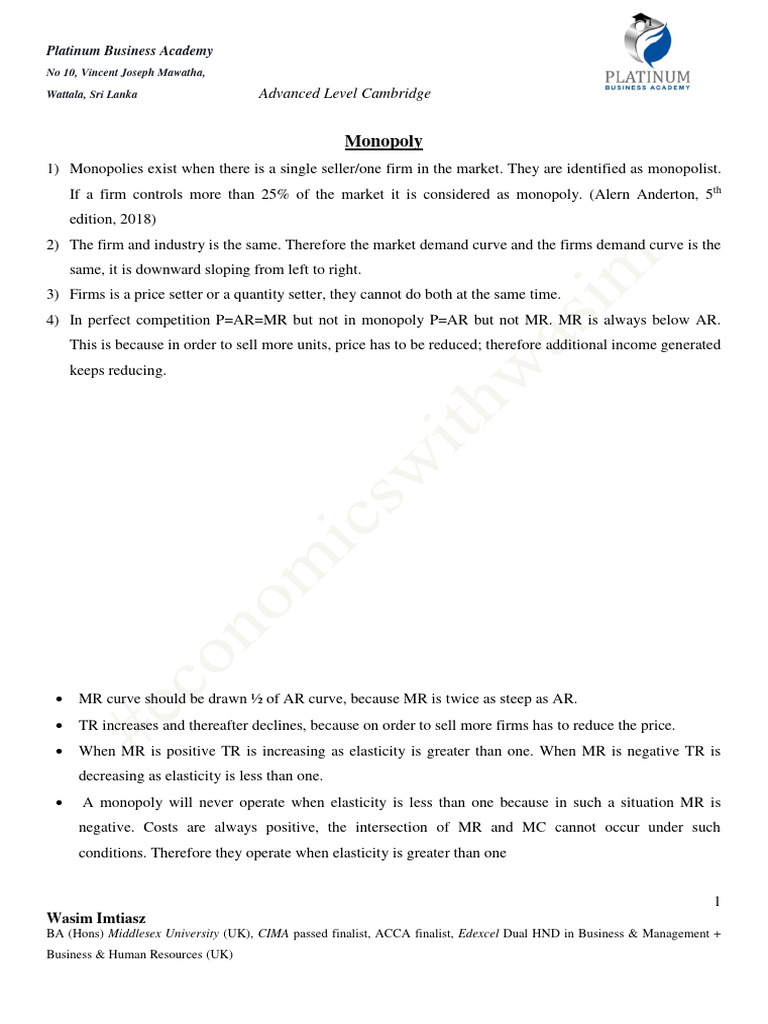 Monopoly Projector PDF Monopoly Profit (Economics)