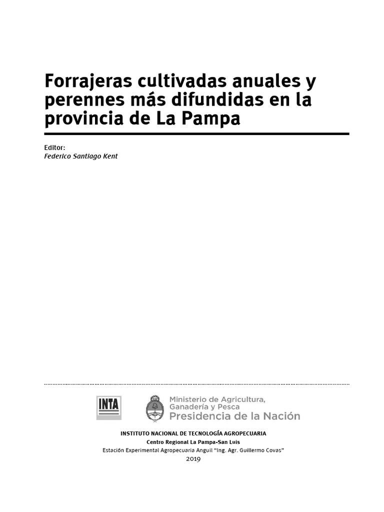 Inta forrajeras cultivadas anuales y perennes mas difundidas en la