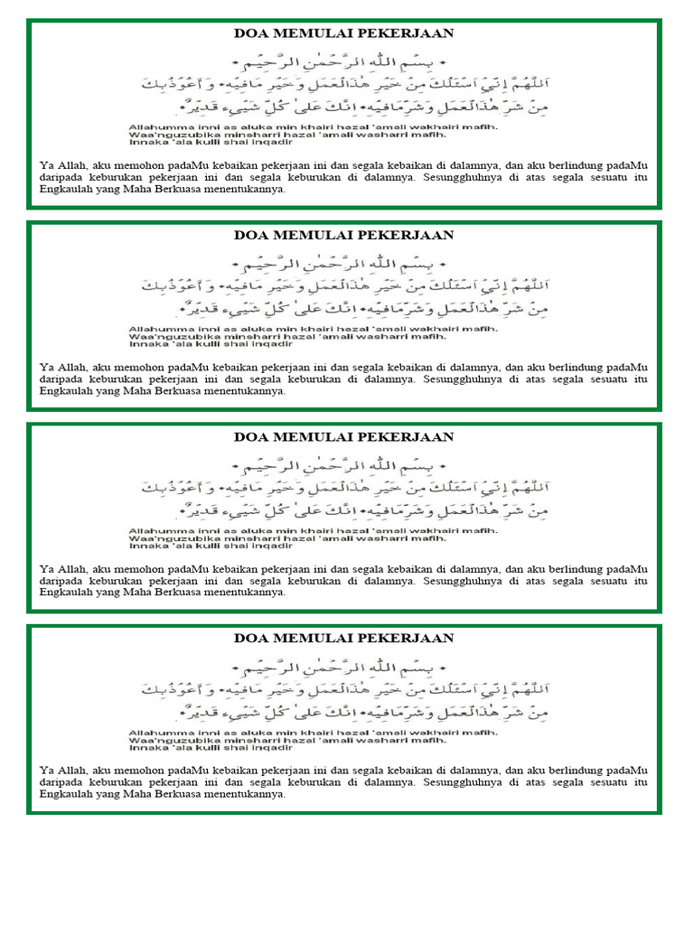 Doa Memulai Pekerjaan Pdf Karier Perkembangan