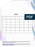 Colored Monthly Calendar-Half Letter