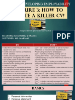Lecture 3 How To Create Killer CV