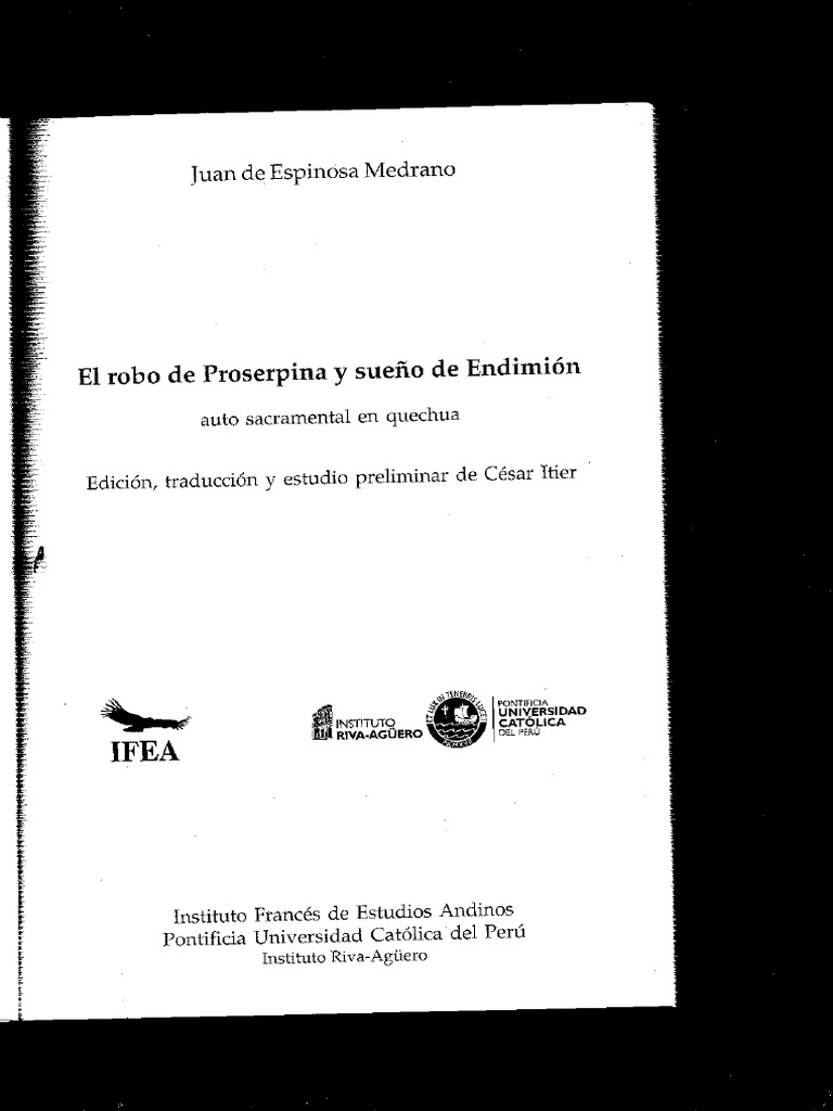 Juan de Espinosa Medrano Robo de Proserpina y sueño de Endimión PDF
