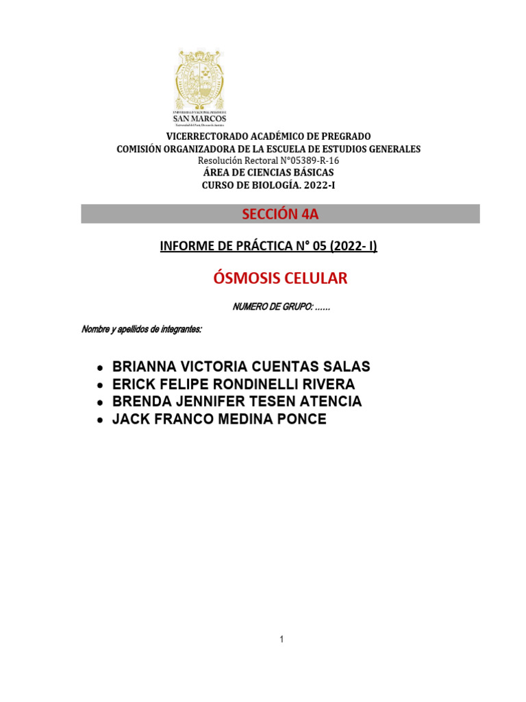 Tarea 5 - Informe de Practica | PDF | Biología Celular | Química