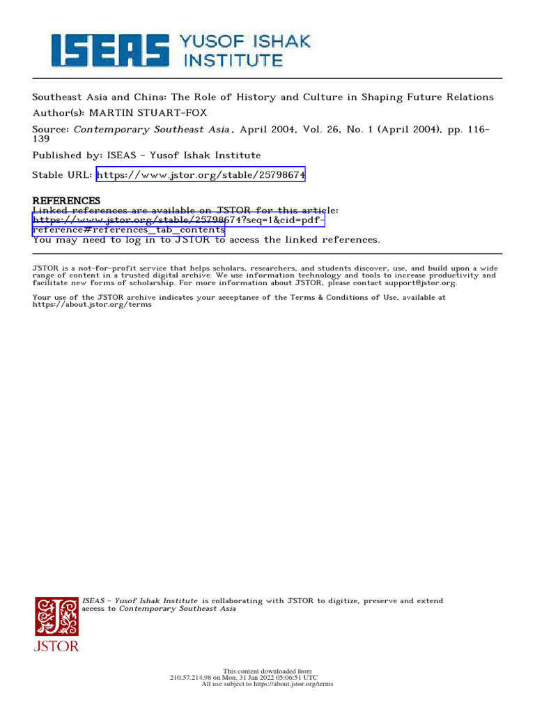 Stuart-Fox (2004) SEA and China - Compressed | PDF | World Politics | China