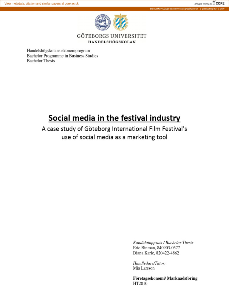 Social Media And Film Festivals Pdf Social Media Popular Culture