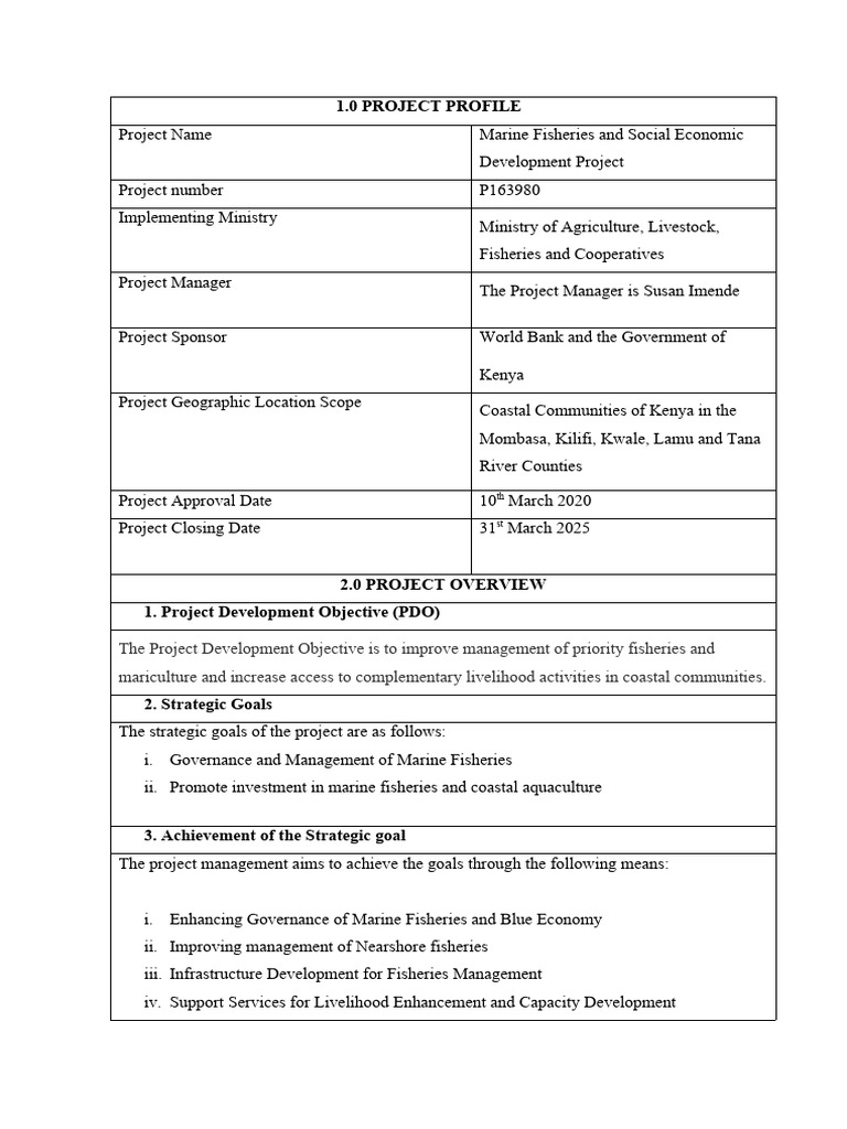 Kenya Marine Fisheries Social Economic Project Updated PDF Fishery