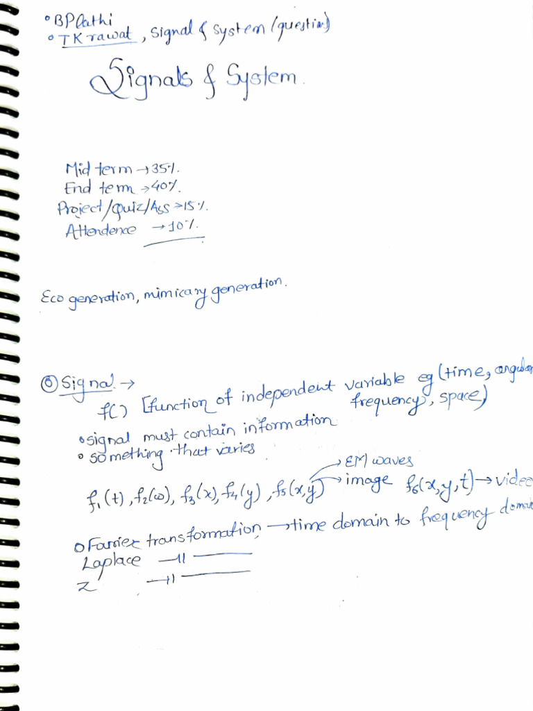 Signal and system notes 2 pdf applied mathematics electronics