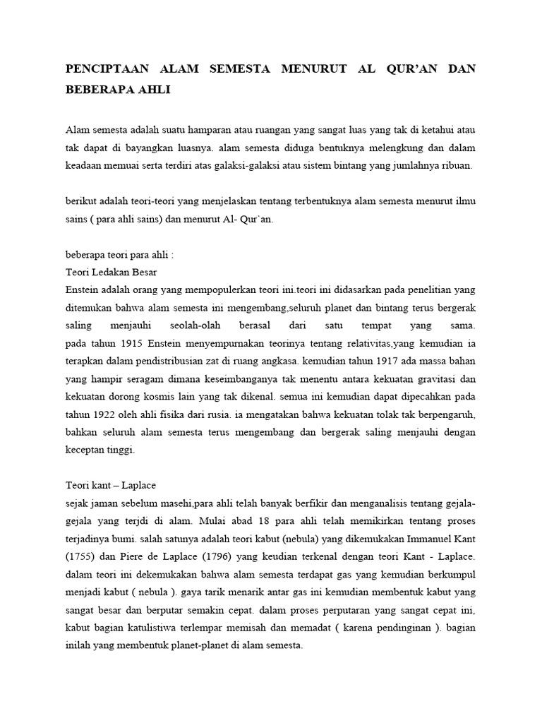 Penciptaan Alam Semesta Pdf