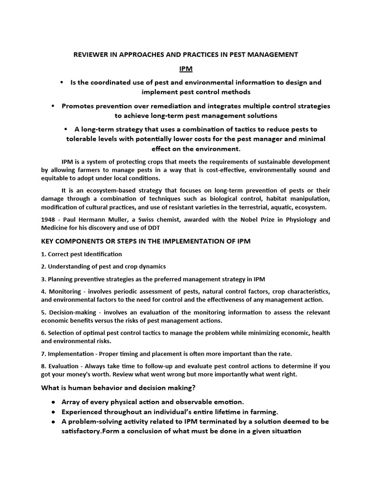 Integrated Pest Management Overview | PDF | Biological Pest Control ...