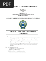 Faculty of Economics & Business Syllabus For: Guru Nanak Dev University Amritsar