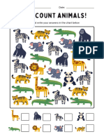 White Colorful Let's Count Animals Worksheet