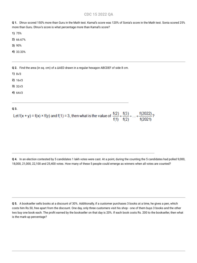 CDC 15 2022 Qa | PDF | Mathematics