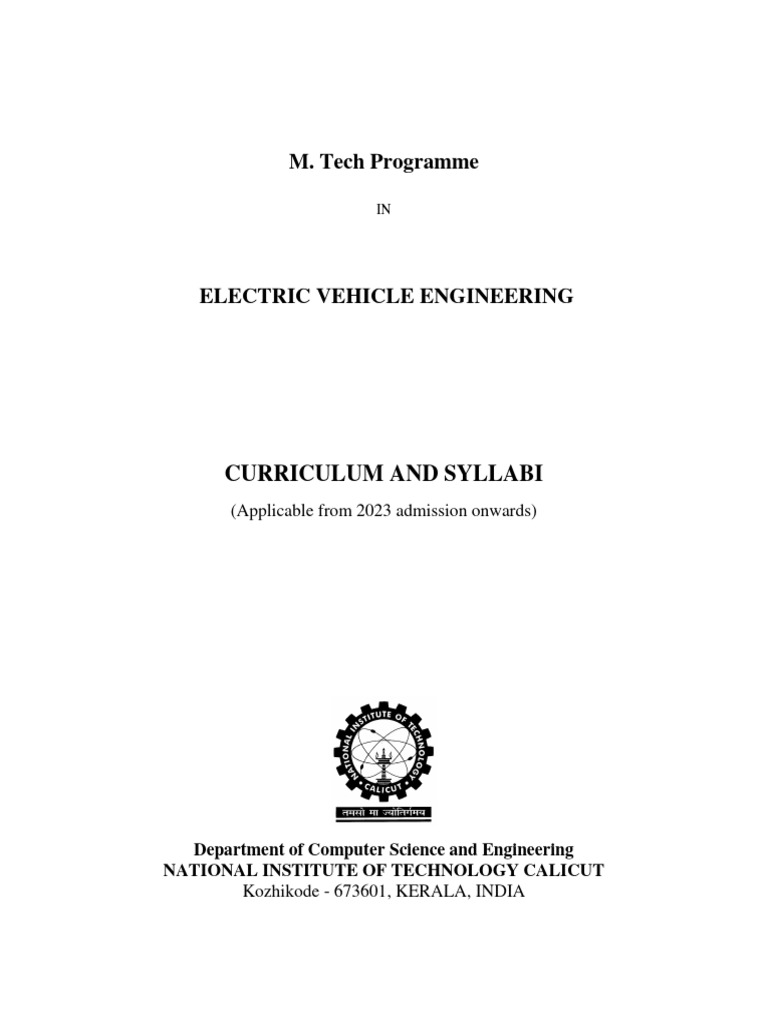 M.tech in Electric Veh Engg | PDF | Electric Vehicle | Energy Storage