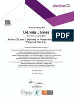 ECertificate (James, Dennis 22-10-1985) (Q) Active IQ Level 3 Diploma in Fitness Instructing and Personal Training