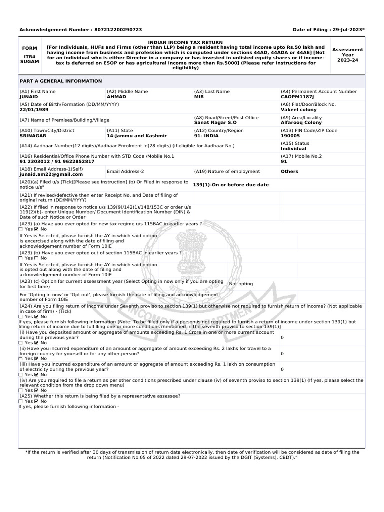 ITR4 Filing for Individuals in India | PDF | Pension | Tax Deduction