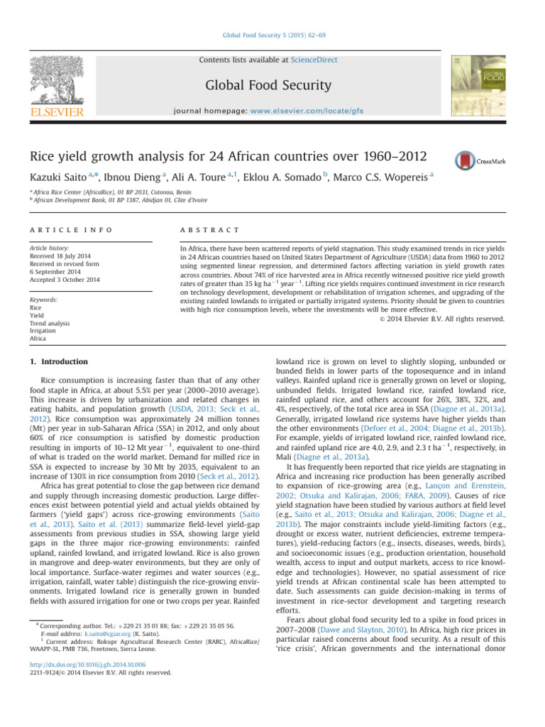 1 s2.0 S2211912414000467 Main | PDF | Rice | Regression Analysis