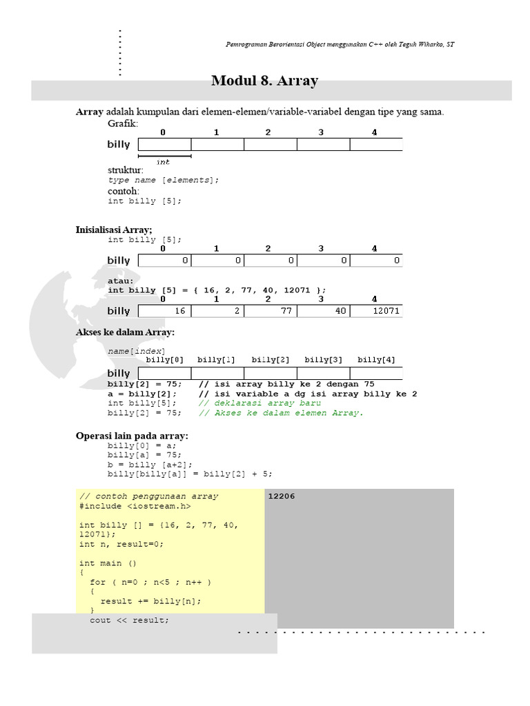 Pemrograman Array dalam C++ | PDF | Komputer | Teknologi & Rekayasa