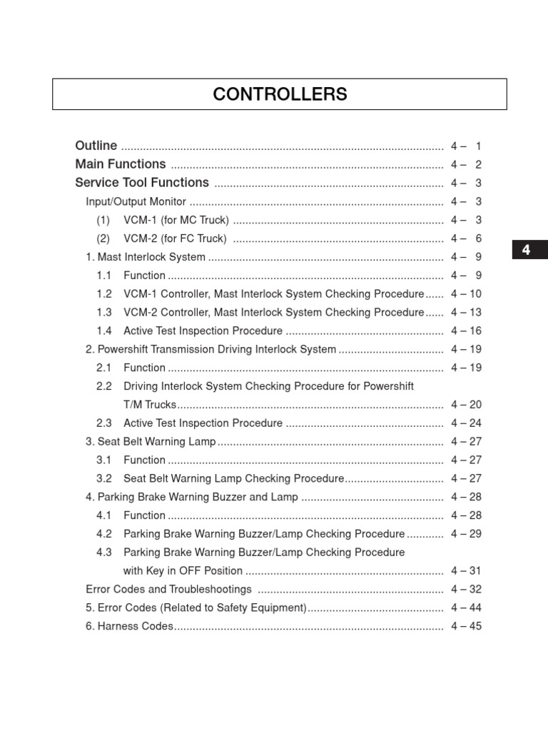Truck Control System Functions Guide | PDF | Elevator | Switch