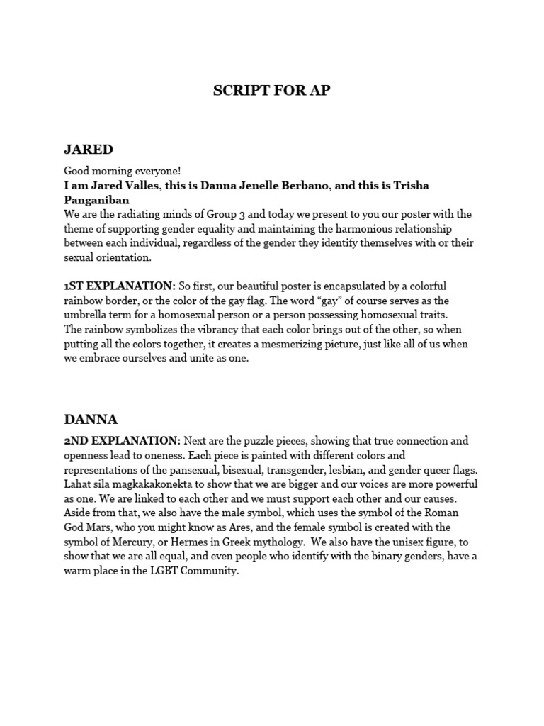 Script for presentation in ap gender discrimination pdf gender