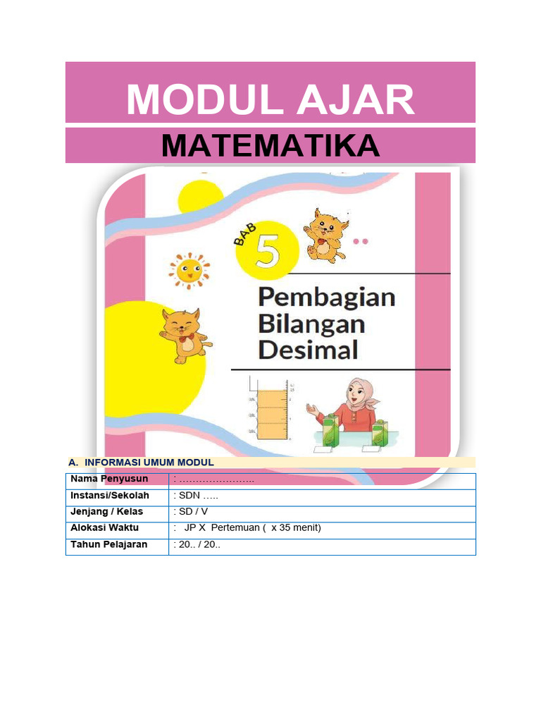 Modul Ajar MTK Kelas 5 - BAB 5 | PDF