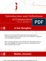 Introduction and Definitions of Communication