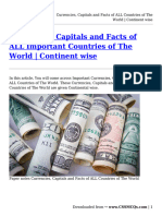 Currencies, Capitals and Facts of ALL Countries of The World - Continent Wise