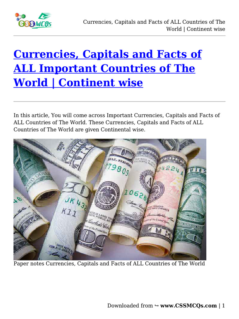 Countries, Capitals, and Currencies List | PDF | Caribbean | Africa