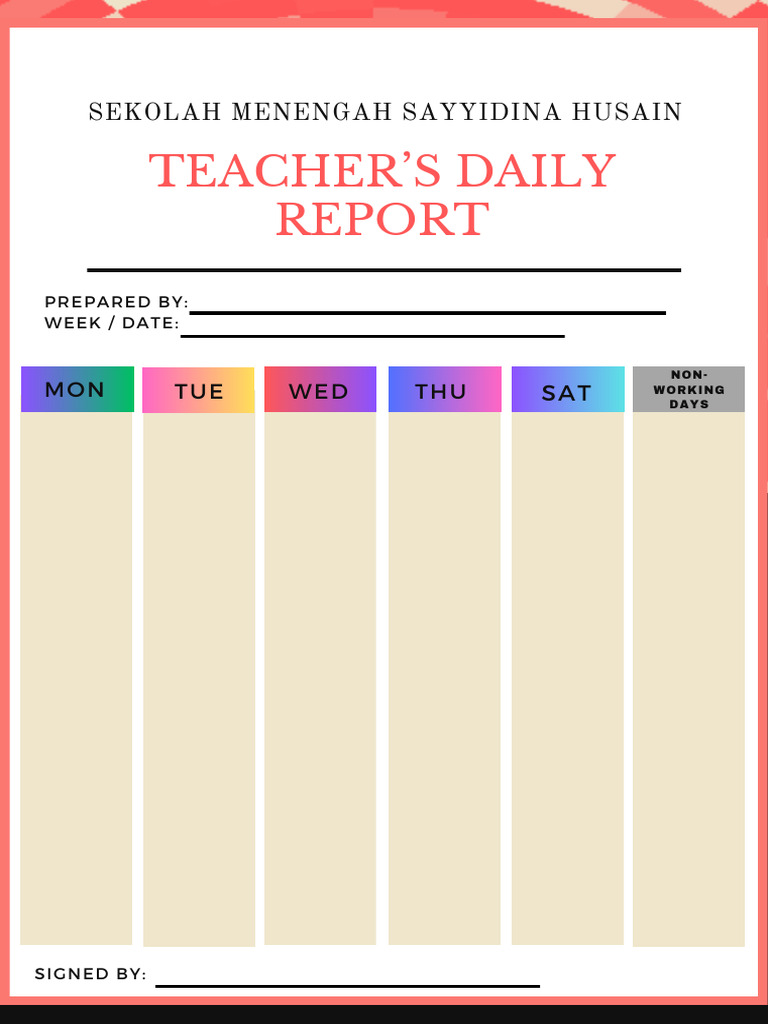 Teacher's Daily Report Template | PDF
