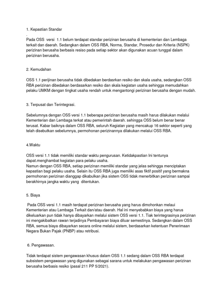 Perbandingan OSS 1.1 dan OSS RBA | PDF