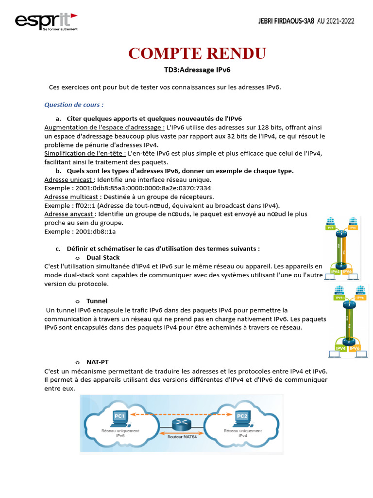 TD3 - IPv6 | PDF | I Pv6 | Transmission des données