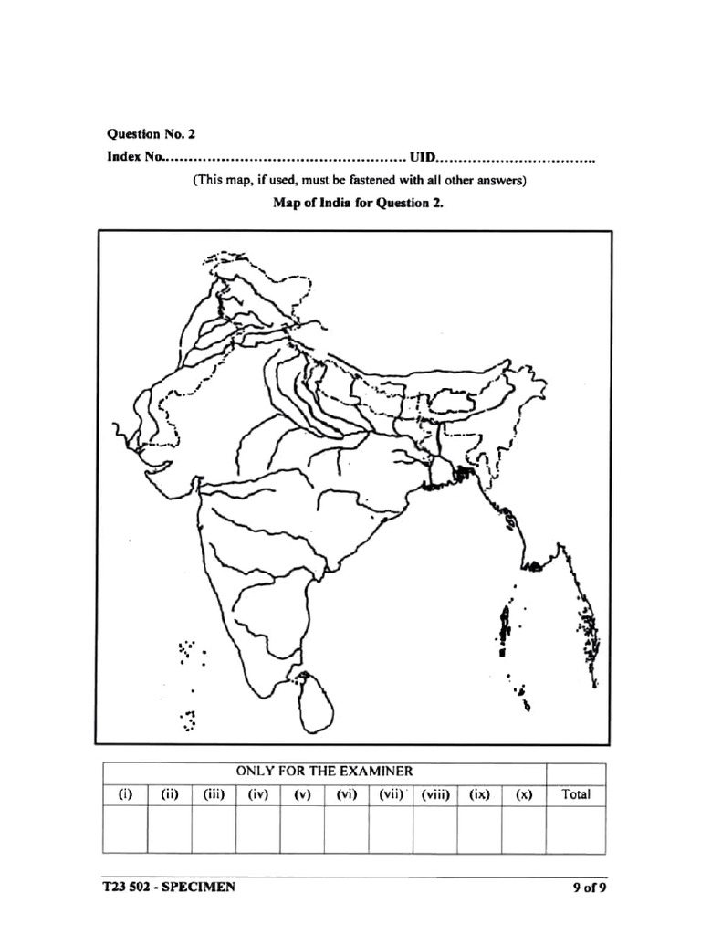 India Map for Exam Question 2 | PDF