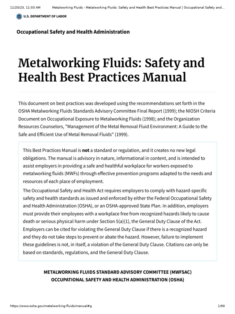 Metalworking Fluids Metalworking Fluids Safety and Health Best