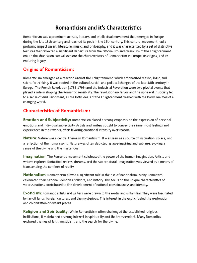 European Romanticism Pdf Romanticism