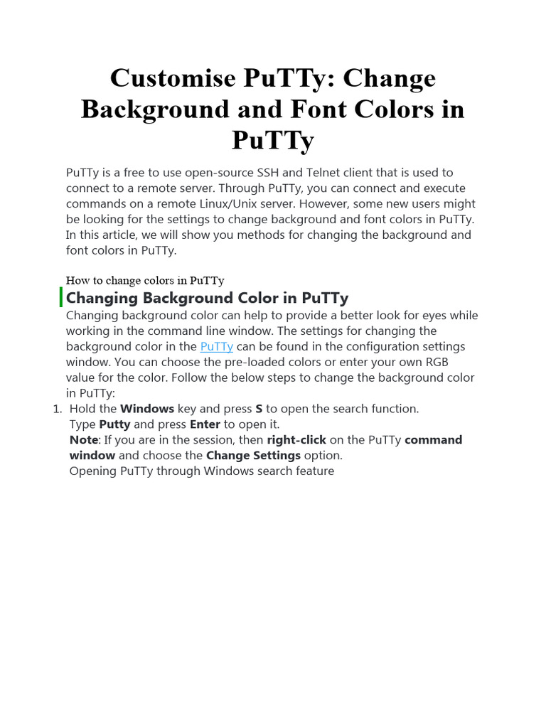 Customize Putty PDF Button Secure Shell