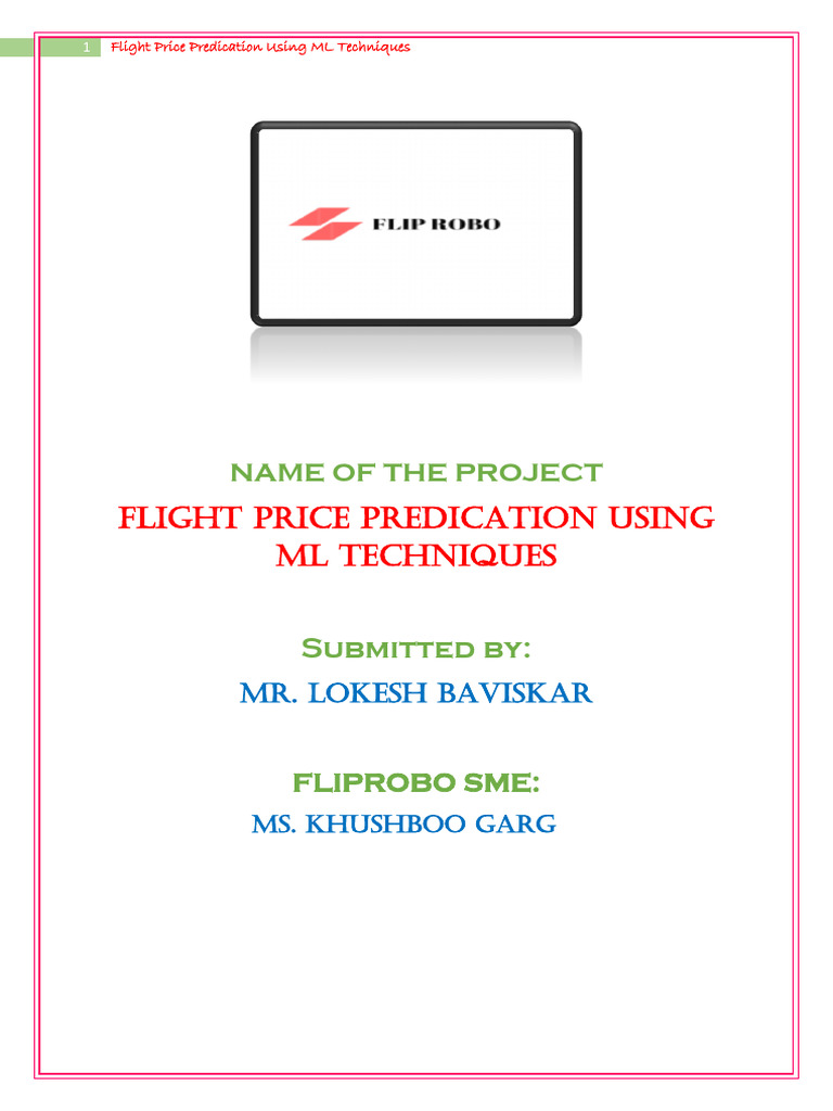 Project Report On Flight Price Predication Using ML Techniques | PDF ...