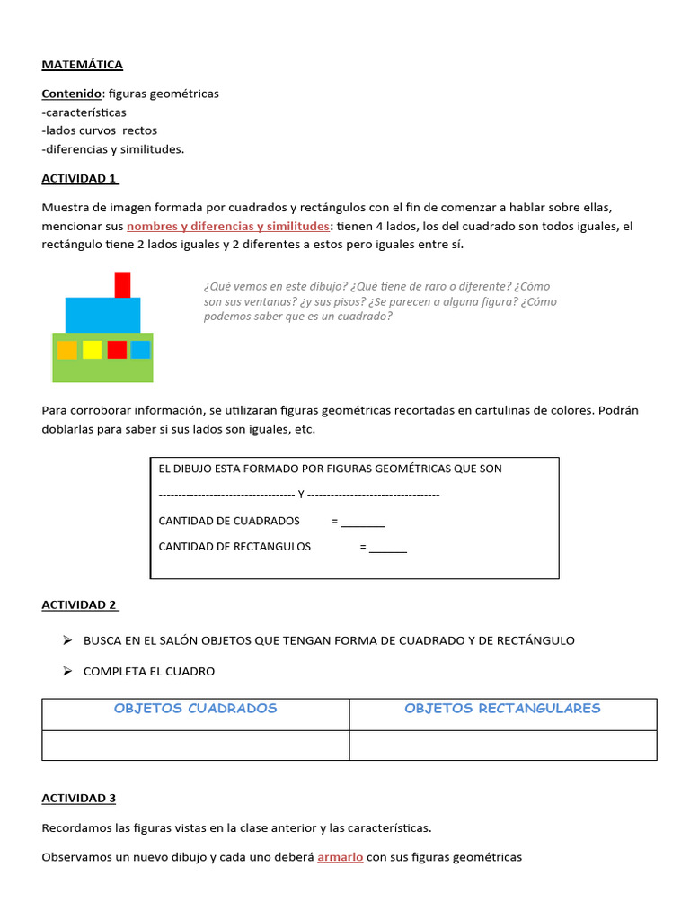 Actividades sobre Rectángulos y Cuadrados | PDF | Rectángulo | Triángulo