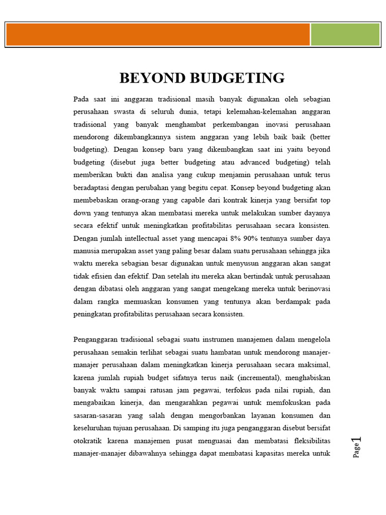 Konsep Beyond Budgeting untuk Inovasi | PDF | Bisnis