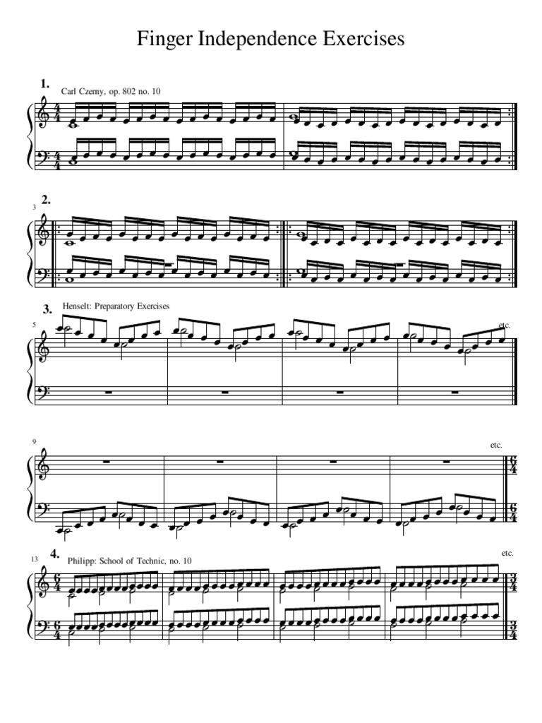 Finger Independence Exercises | PDF