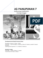 Araling Panlipunan 7: Ikalawang Markahan Unang Linggo