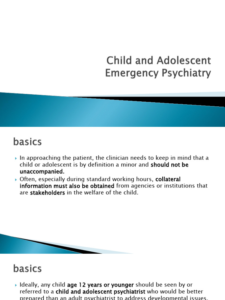 Child and Adolescent Emergency Psychiatry | PDF | Mental Disorder ...