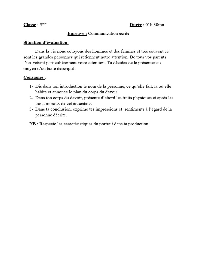 Présentation d'un proche en portrait | PDF