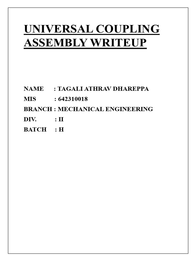 Universal Coupling Assembly Procedure | PDF | Propeller | Tools
