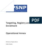 Targeting, Registry and Enrolment: Ministry of Agriculture Addis Ababa