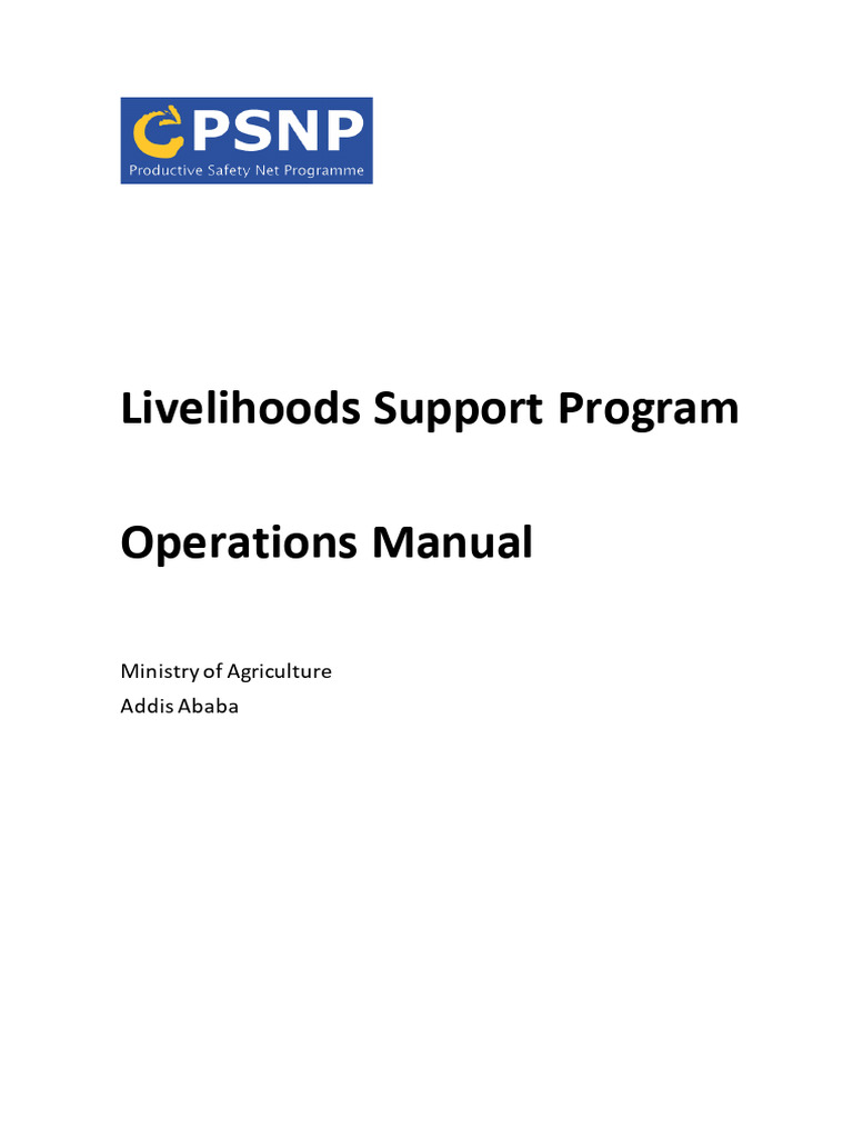 Livelihoods support program operations manual ministry of agriculture