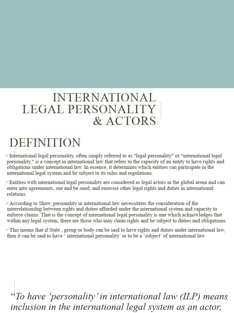 Understanding International Legal Personality | PDF | Sovereign State ...
