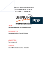 Univercidad Privada Franz Tamayo Facultad Ciencias de La Salud Bioquimica Y Farmacias