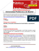 265-23 Boletin Informativo Empleo Publico Auxiliares Administrativos Upm 06-11-2023