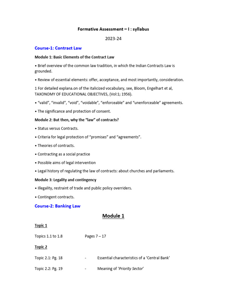 FA1 Syllabus Overview for Law Courses | PDF | Labour Law ...