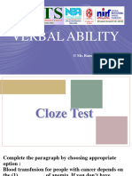 Cloze Test, Verbal Analogy, Anchor Jumbling Problems